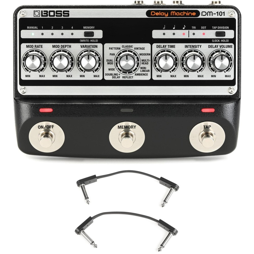 Boss DM-101 Delay Machine Pedal with EBS Patch Cables
