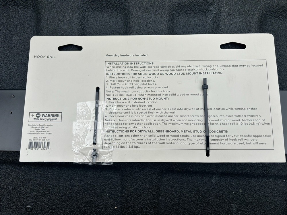 Project 62 Semplice Decorative Hook Rail Wall Hanger Black 4 Hooks