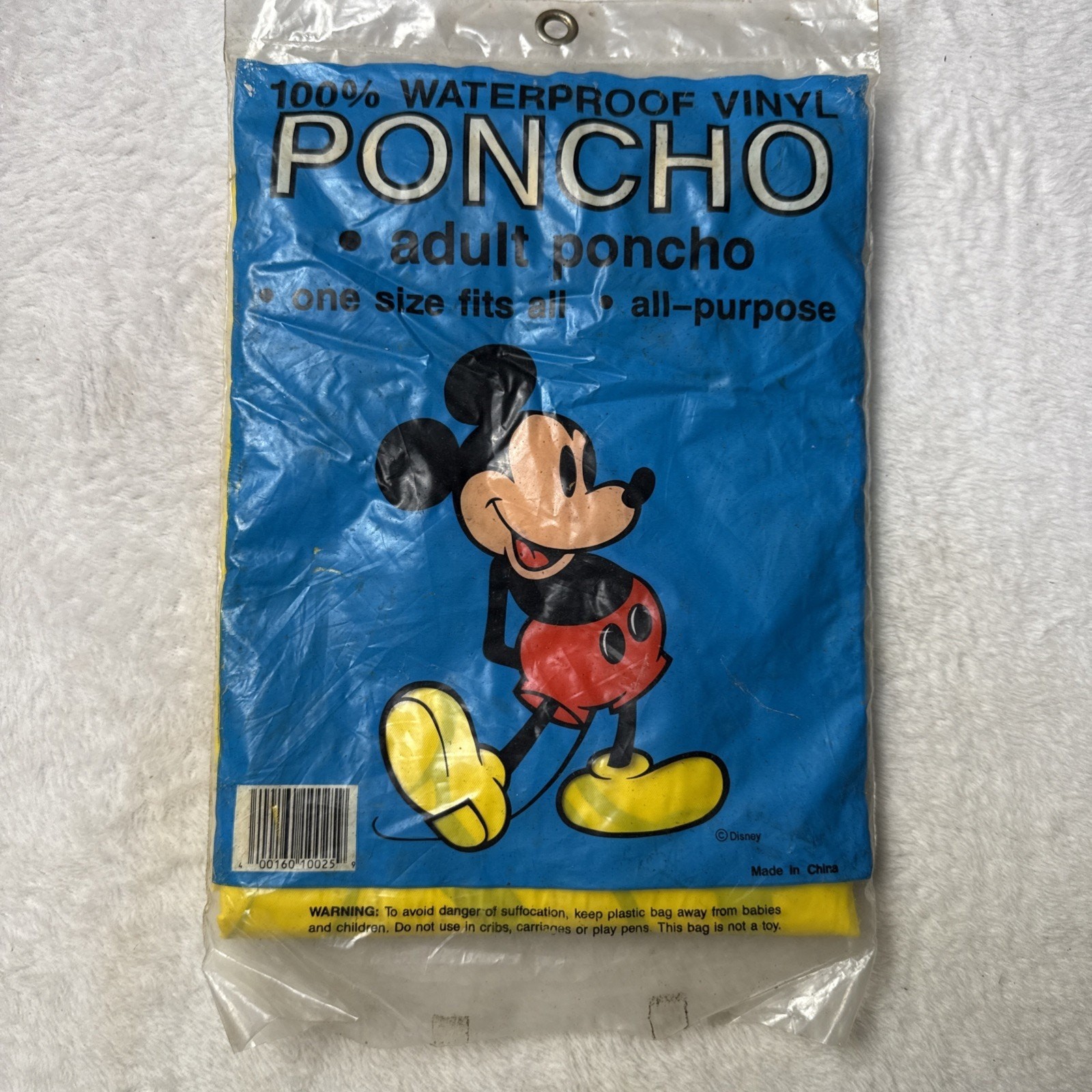 Vintage Disney World Mickey Mouse Waterproof Poncho Adult One Size Retro
