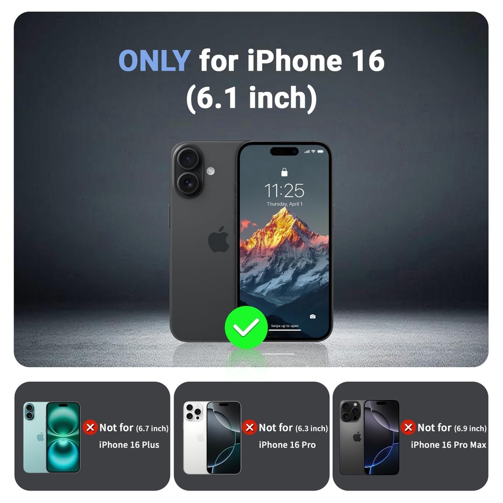 jaroco Magnetic for iPhone 16 Case, [Compatible with 16, Black