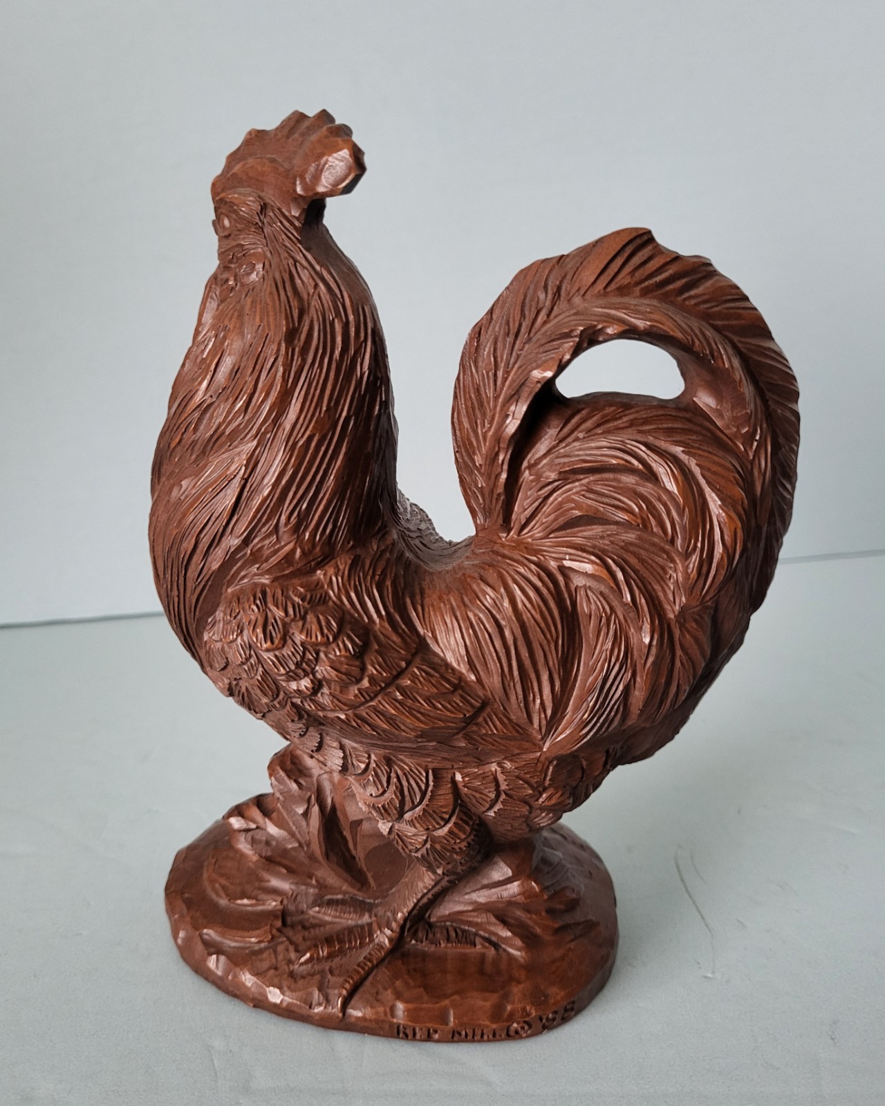 Vtg 1988 Red Mill Handcrafted Crushed Pecan Shell Rooster Figurine Farmhouse USA