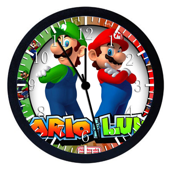 Super Mario Luigi Black Frame Wall Clock W90