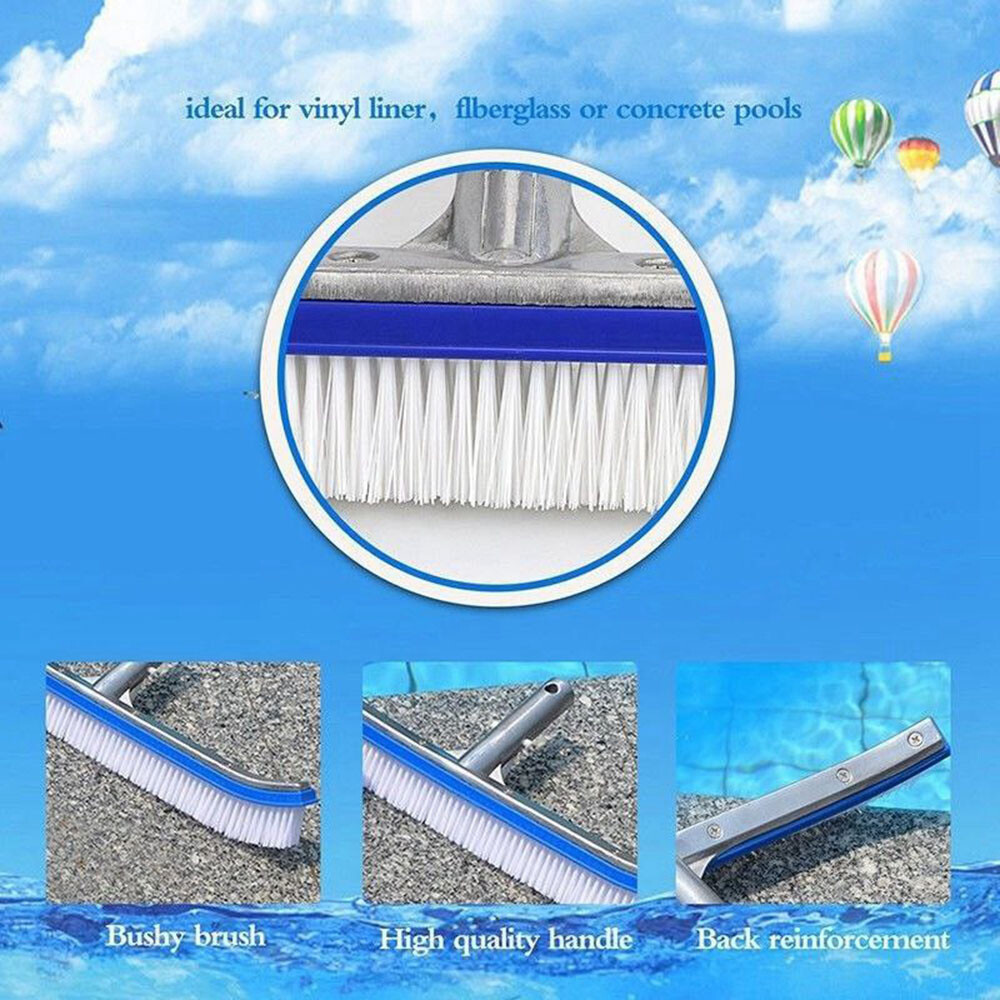 Pool Cleaning Brush - Aluminum Frame, Scratch-Proof, Cleans Floors & Corners