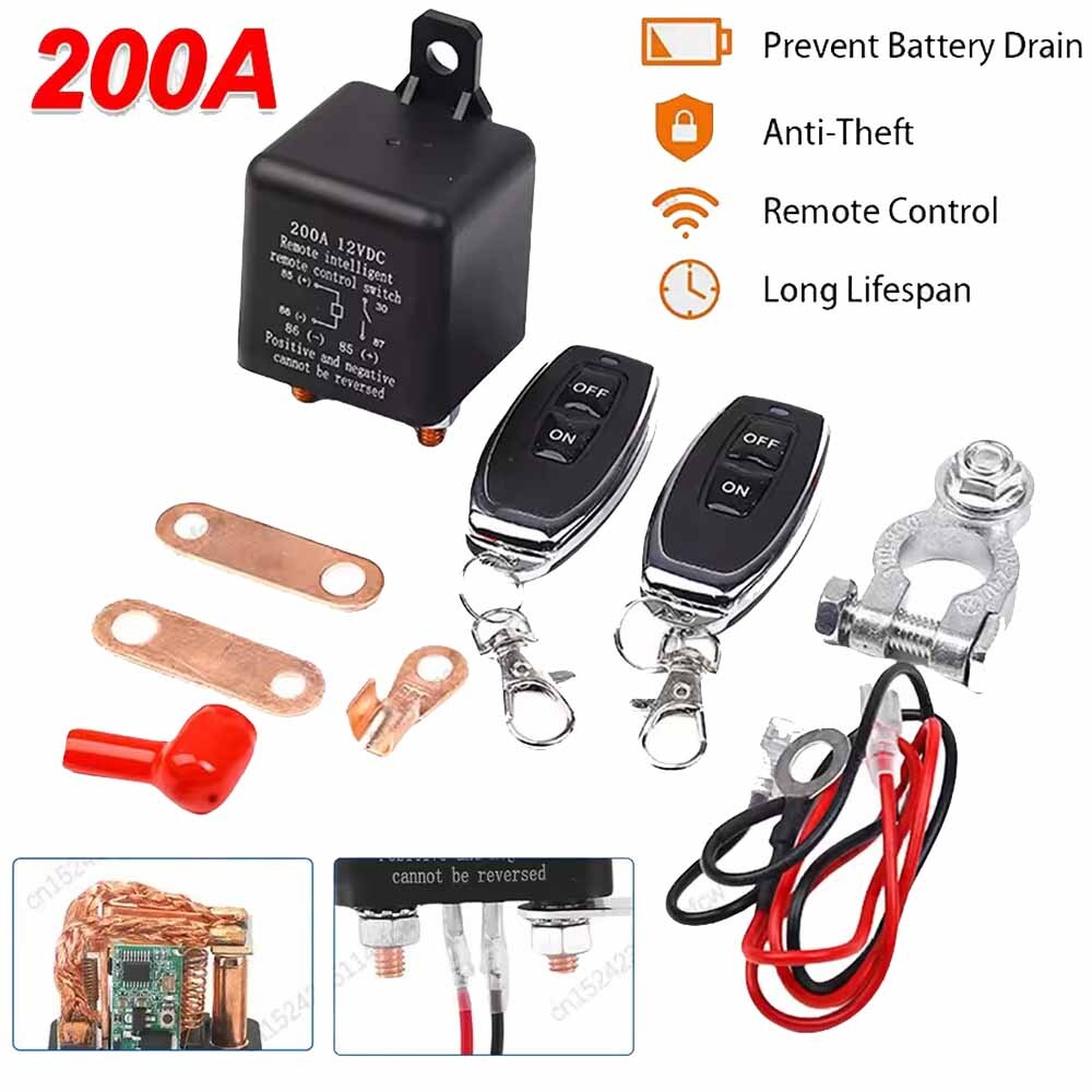 Dual Wireless Car Remote Battery Disconnect Relay Kill Master Cut-off Switch 12V