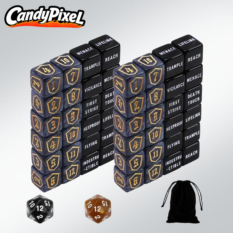 50 Pcs Abilities Keywords Counter Dice Black Shield MTG Dice Counters Bulk Buff
