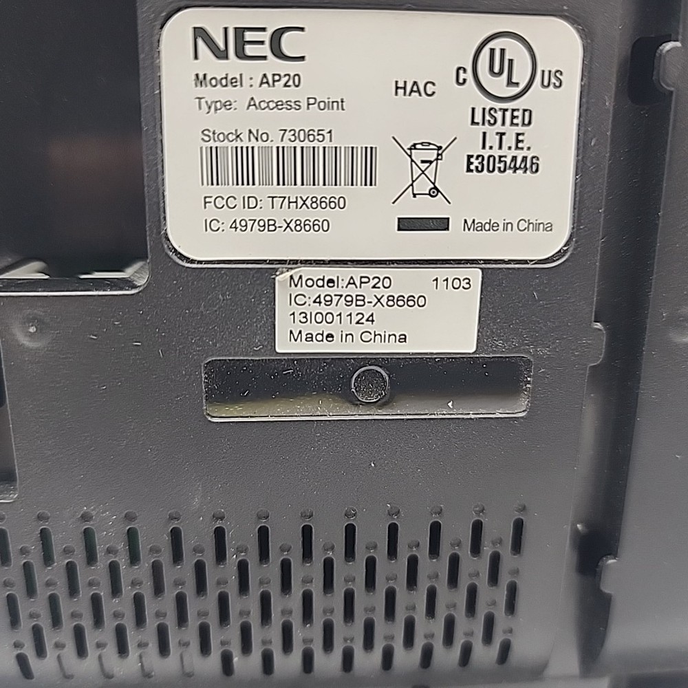 NEC AP20 IP DECT Access Point Model 730651 – PoE Tested Working