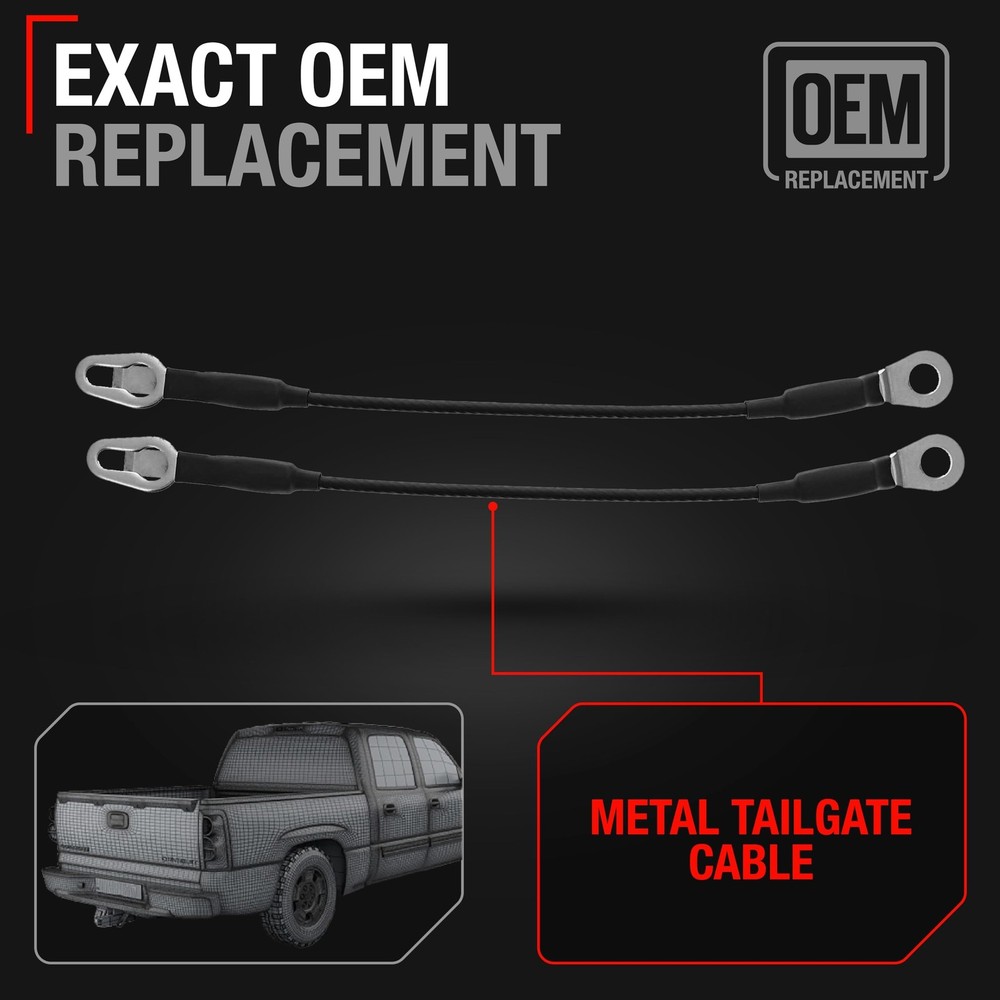 Tailgate Support Cable Set- Rear Left & Right Side - Compatible with 1999-200...