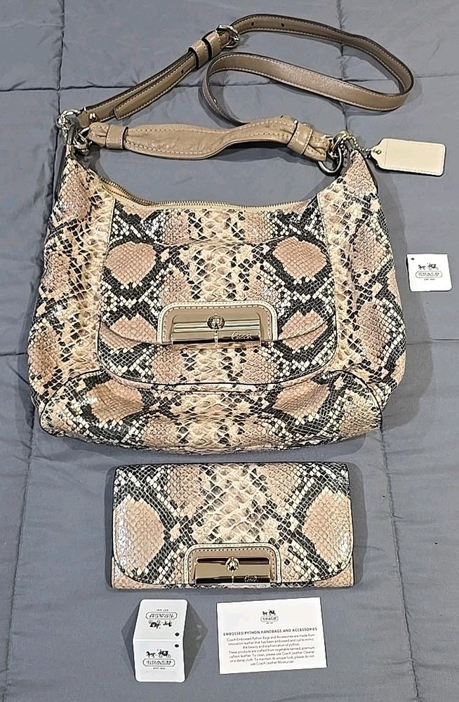 COACH Kristin Embossed Python Leather Satchel Shoulder Bag Purse & Wallet NEW