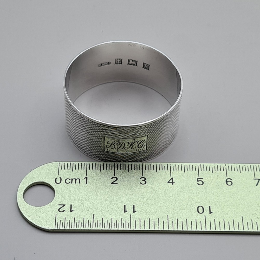 Sterling Silver Engine Turned Napkin Ring by D Bros Birmingham 1955