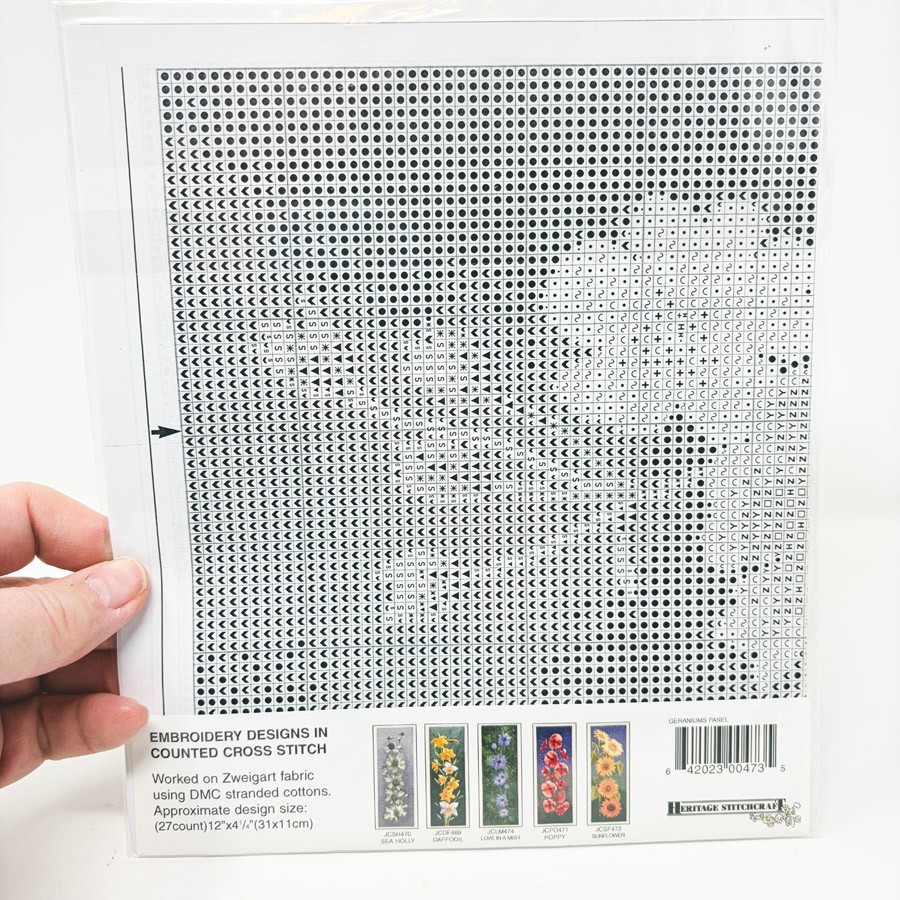 "Geranium Panel" Flower Panels Cross Stitch Pattern Flyer by John Clayton