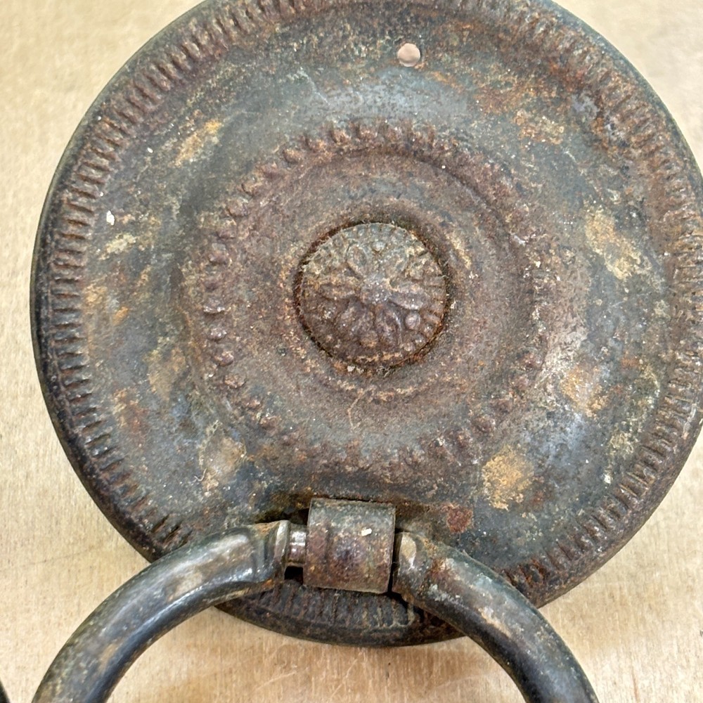 Pair Vintage Metal Drawer Loop Pulls Rings, 2.25"dia, Replacement Hardware