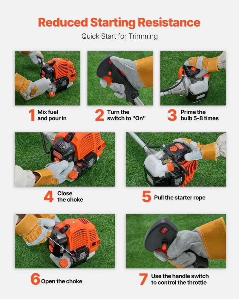 Multi-Functional String Trimmer 42.7CC 2-Stroke 16.9" Cordless Grass Trimmer