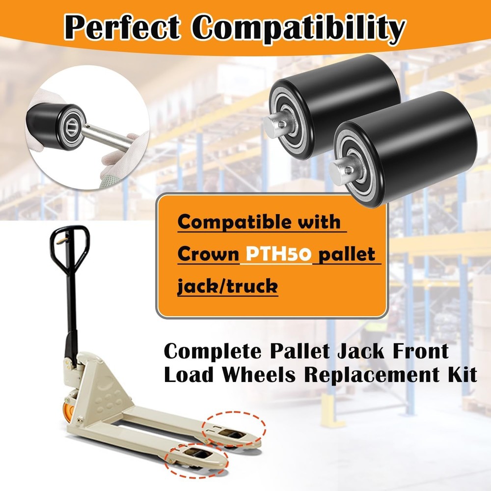 for Crown PTH50 Pallet Jack Front Load Wheels Replacement Kit Front Load Roller