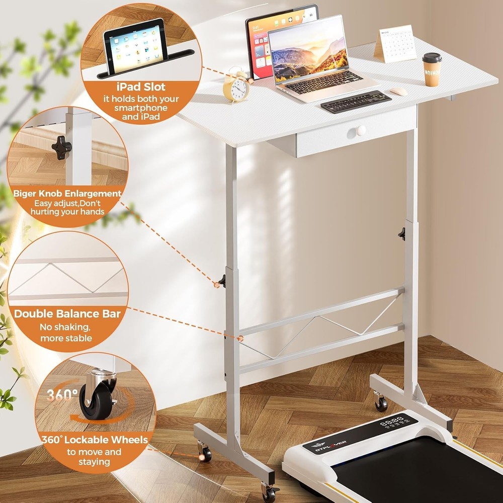 Small Standing Desk Adjustable Height Small Computer Desk Mobile Portable
