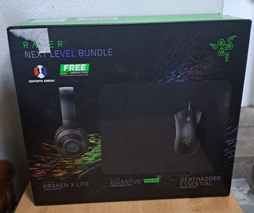 NEW Razer Next Level Bundle - Kraken X Lite Wired Headset, DeathAdder Essential