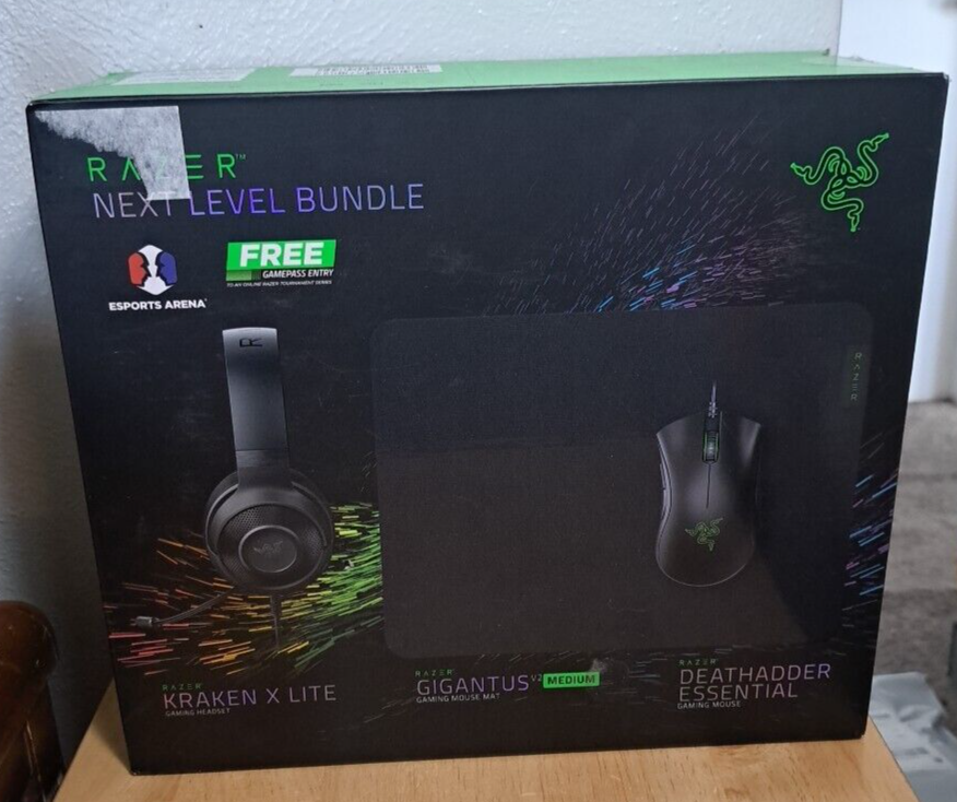 NEW Razer Next Level Bundle - Kraken X Lite Wired Headset, DeathAdder Essential