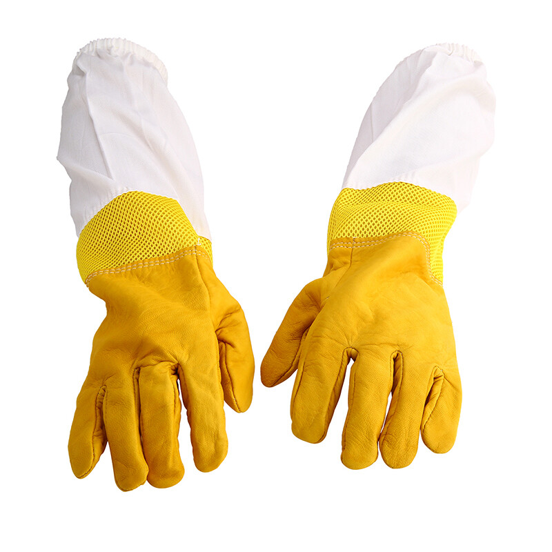 Breathable Bee Beekeeper Gloves Sheepskin Gloves Ventilated Mesh Beekeeping