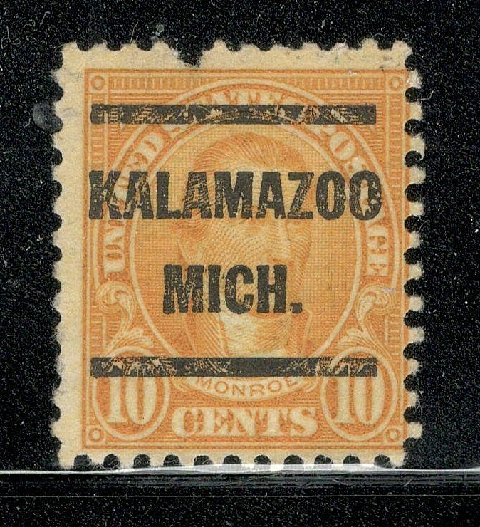 Sc # 642 ~ 10 cent James Monroe Issue, Precancel, KALAMAZOO MICH.