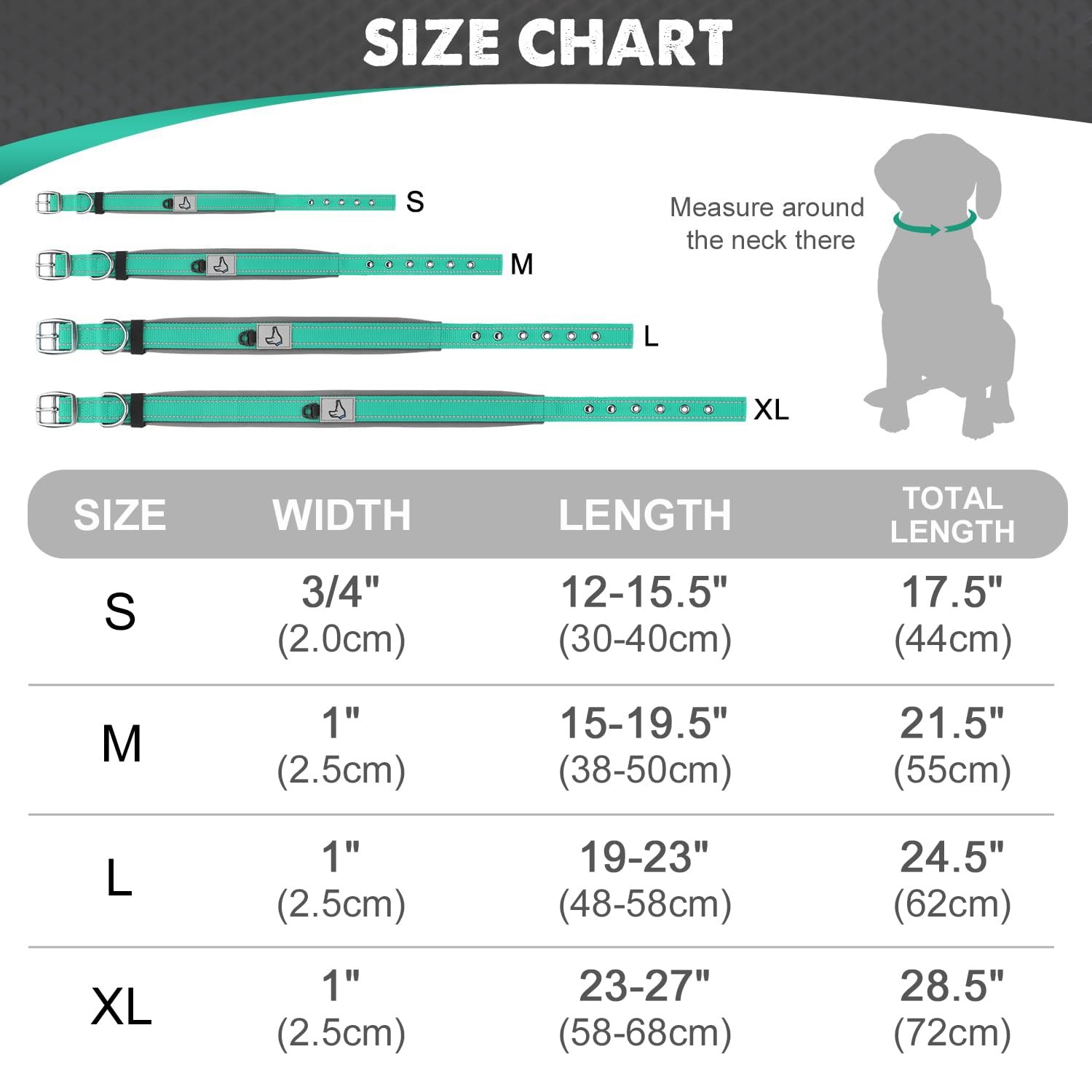 Joytale Ultra Wide Soft Neoprene Padded Nylon Dog Collar, Reflective Collars