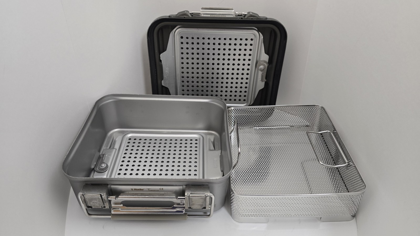 V. Mueller CD1-5B Genesis Sterilization Container 11"X12"X5" Deep W/Basket Tray