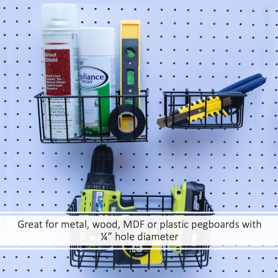 Heavy Duty Peg Board Hook Baskets for Pegboard Holes Wire