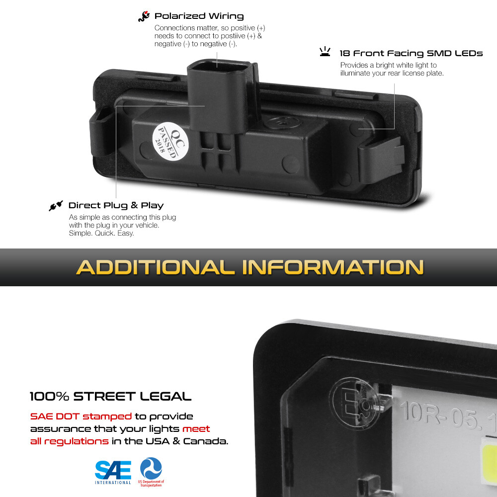 [F'King Bright] 10-14 Mustang 08-11 Focus 09-18 Flex LED License Plate Lamp Pair