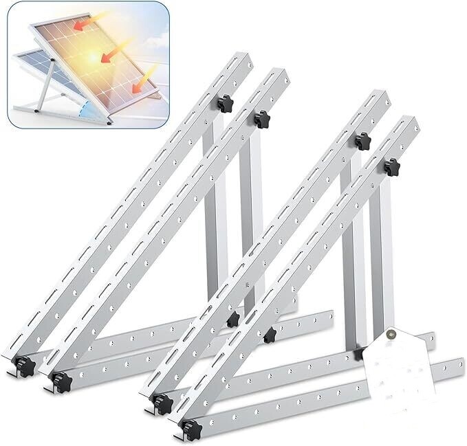 4x Solar Panel RV Tilt Mount Brackets Boat Rooftop Flat Surface Adjustable Frame