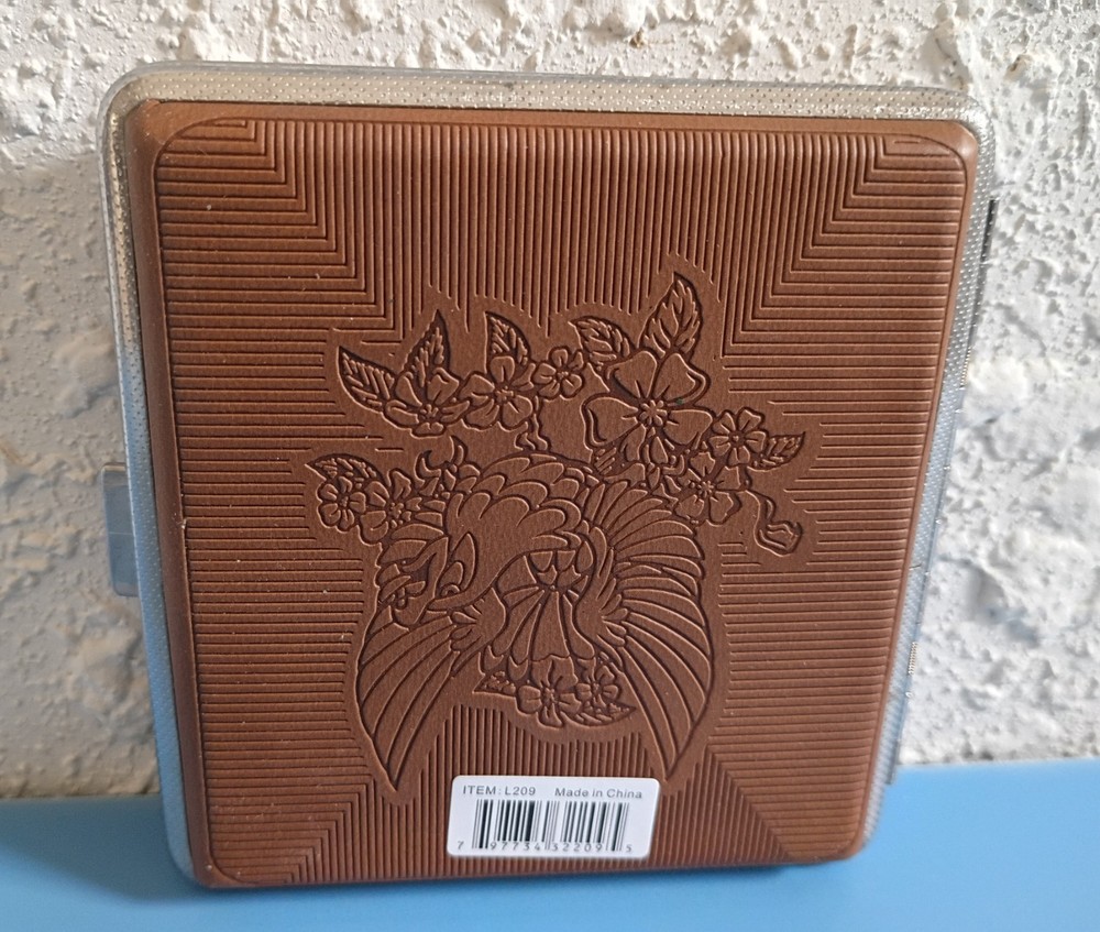 Metal Cigarette Case Spring Loaded Hinged Spine Eagle Design for King Size