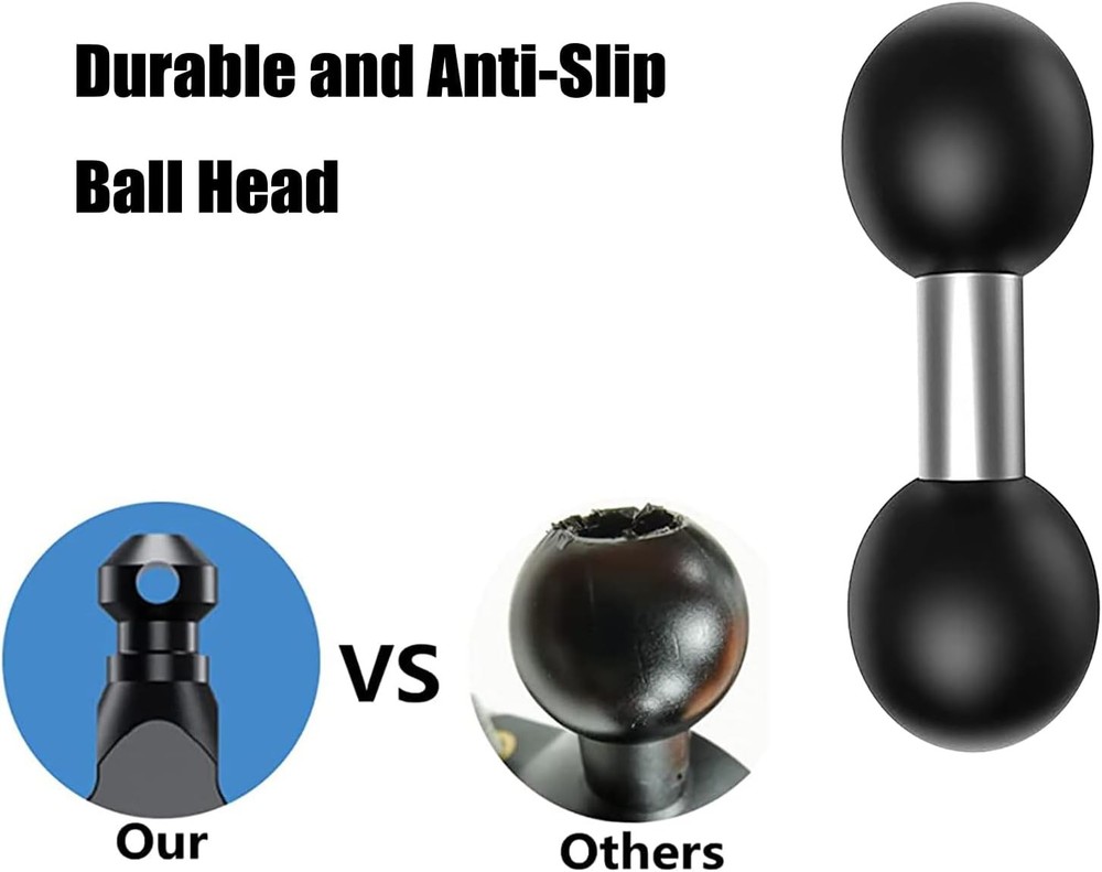Double 1"" Ball Mount Base Ball Adapter Compatible with Size Double Black-1