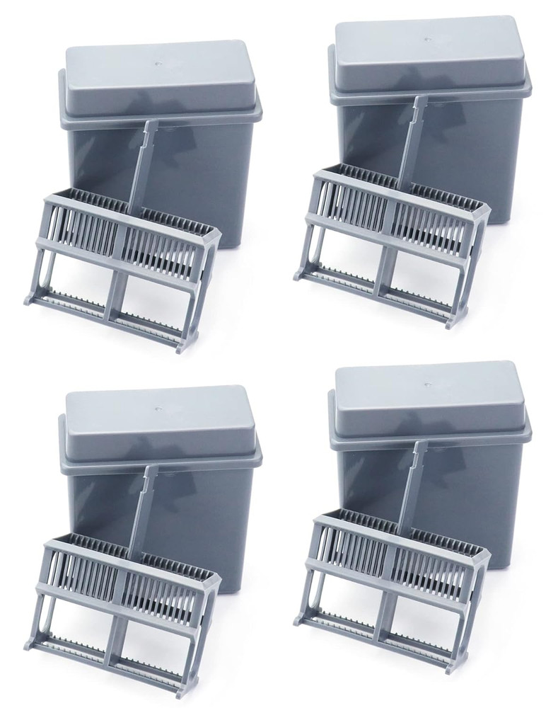 Microscope Slides Staining Jar and Rack 24-Slots 4 Pack Grey