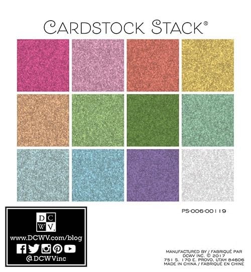 DCWV Single-Sided Cardstock Stack 6"X6" 24/Pkg-Glitter 6x6, Multicolored