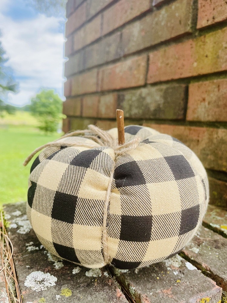 Medium Black & Beige Buffalo Check Pumpkin New
