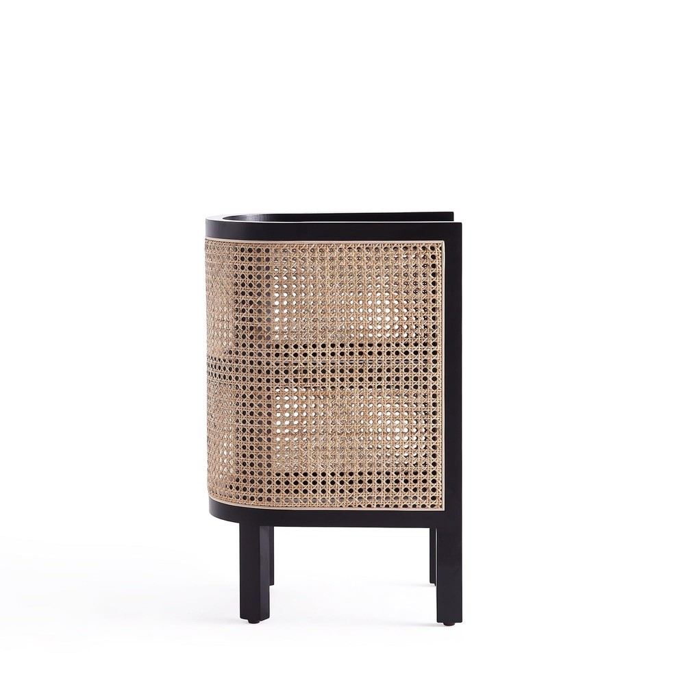 Manhattan Comfort Versailles Rattan Bedside End Table Accent Sofa Side Table for