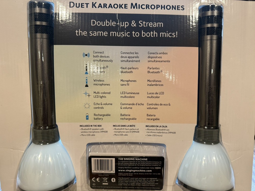 2 Pack Singing Machine Duet Karaoke Microphones Wireless Bluetooth Speakers
