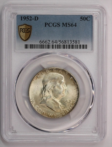 1952-D Franklin Half Dollar PCGS MS64
