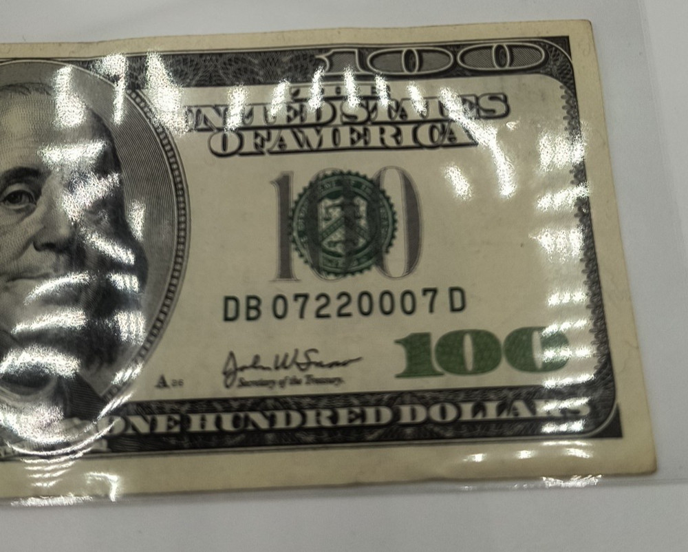 $100 Bill 2003 Series, Trinary Federal Reserve Note With Errors