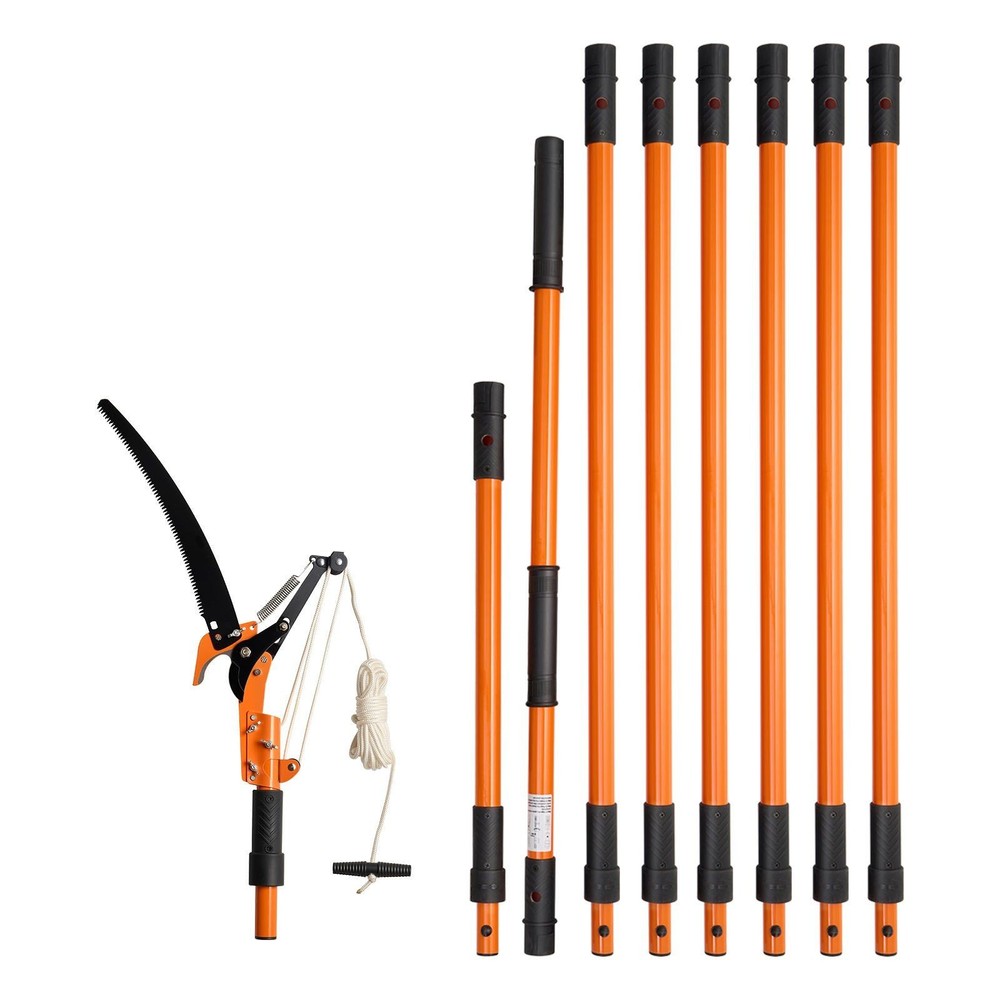 4.46-26.4ft 8-Section Extendable Pole Saw Featuring Scissors + Dual-Hook Saws