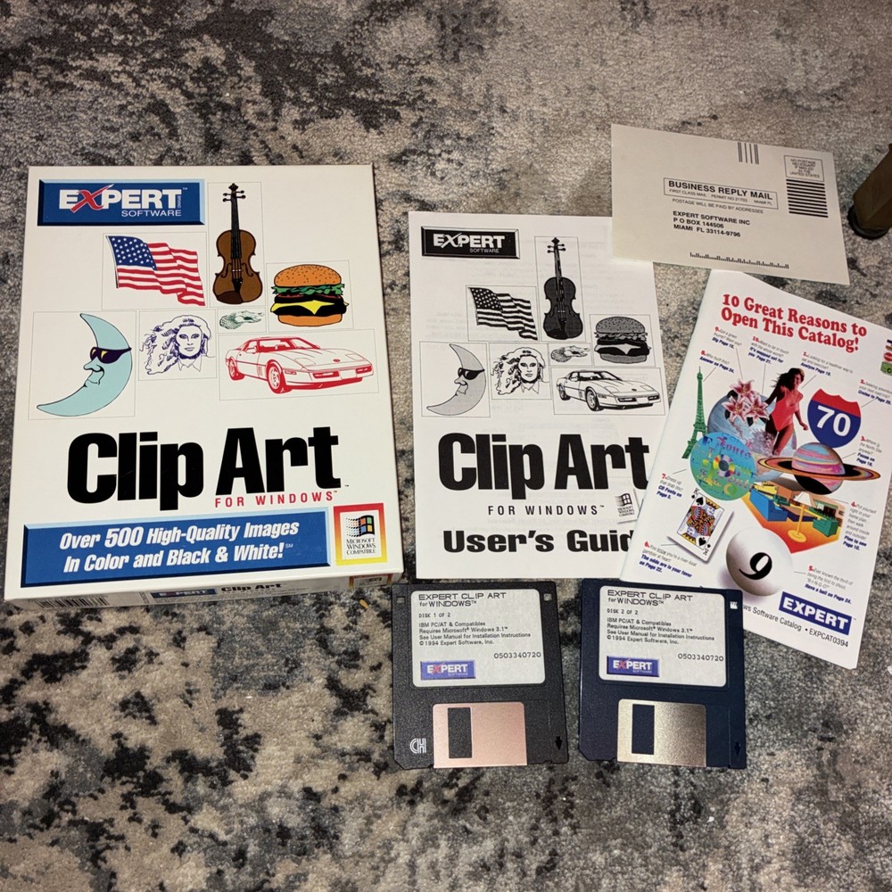 Expert Software 1994 Clip Art For Windows Floppy Disk Set Used