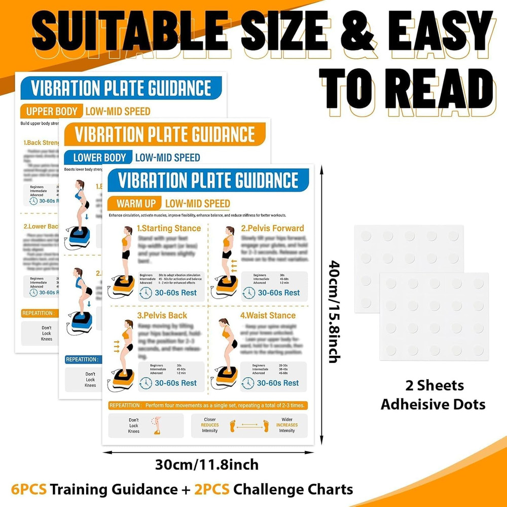 8 Pcs Vibration Plate Exercise Machine Poster Workout Guide 6 Vibration Platform