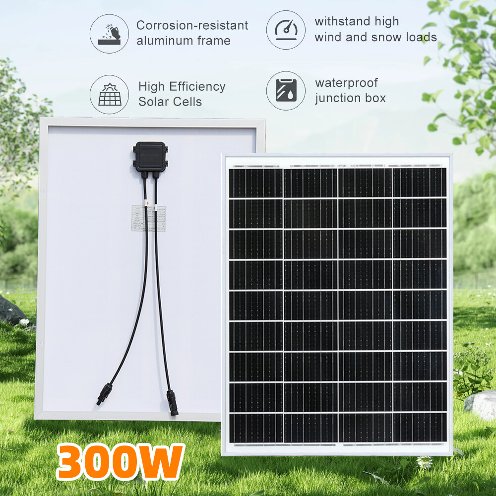 200 Watt Solar Panel Monocrystalline High-Efficiency Module PV Power Panels 2PCS