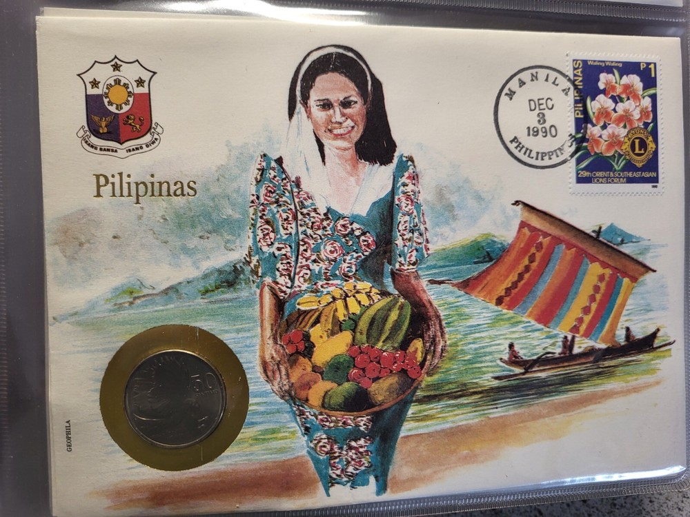 VERY NICE  PHILIPPINAS 50 CENTIMO  1990 unc  COIN COVER