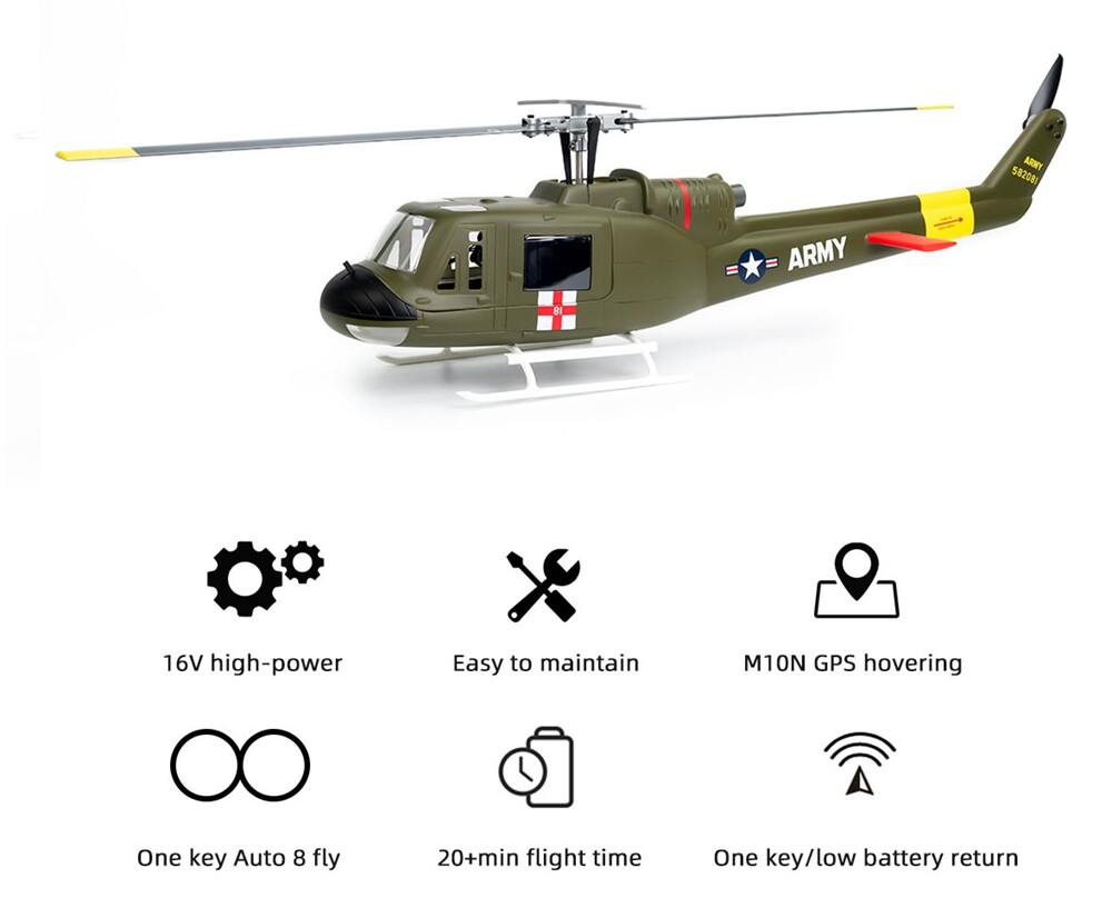Fly Wing UH1 V4 10CH M10 GPS 3D Auto Return Hovering RC RTF Helicopter US Plug