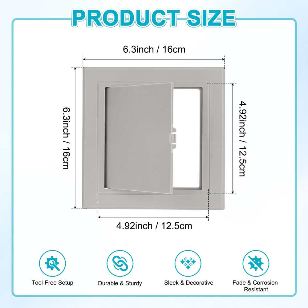 1-Pack Access Panel for Drywall, 4.9x5" Plastic Wall Hole Cover [Gray]