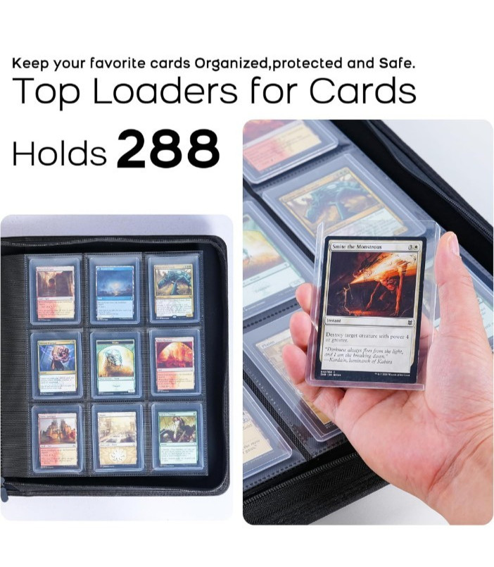 DRZERUI Toplaoder Binder 9 Pocket Toploader Binder Holds 288 Toploaders Black