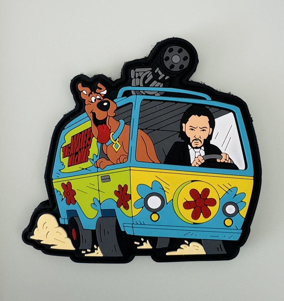 John Wick Scoopy-Doo Mystery Machine Mashup Rubber PVC Hook/Loop Morale Patch