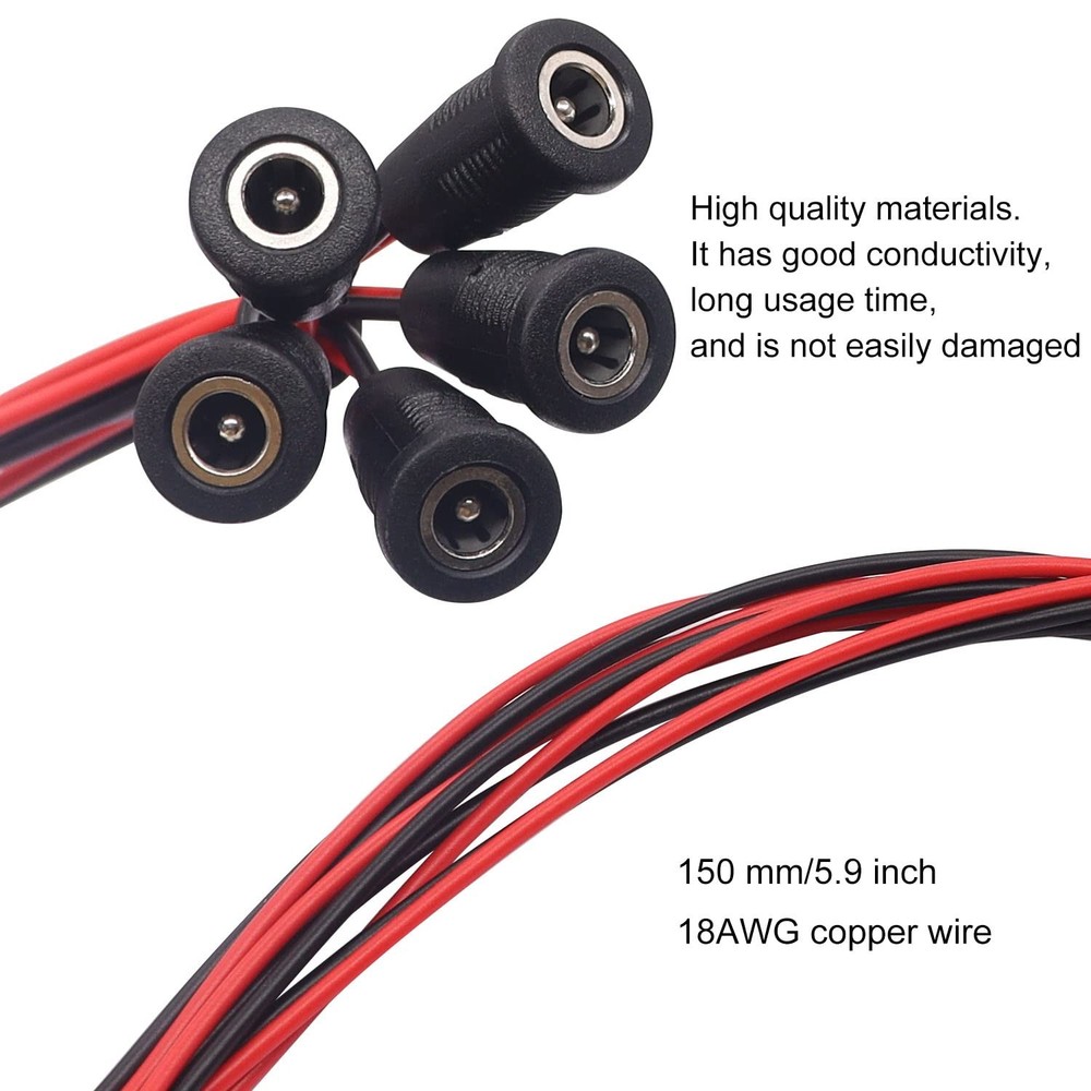 weideer 5Pcs 10A DC-099 DC Power Jack Cord Socket Female Socket, Black