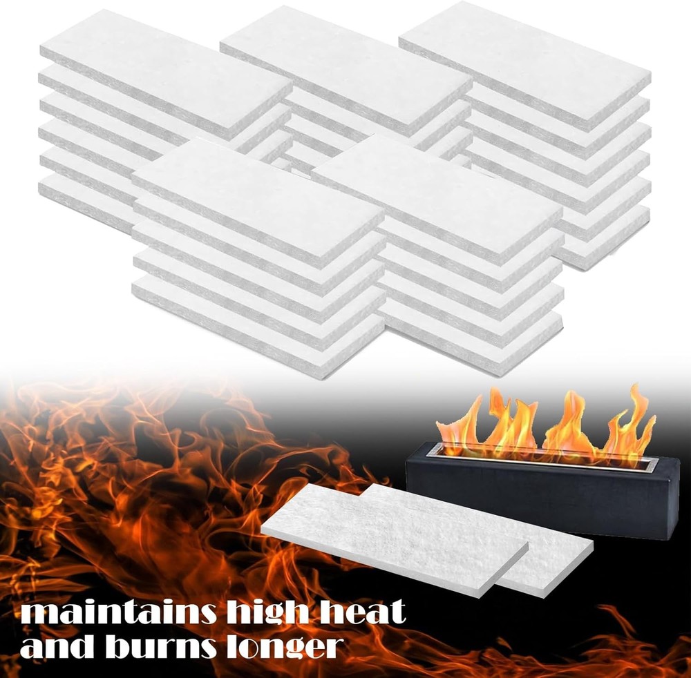 QPQ 30 Pcs Ceramic Wool Wick for Tabletop Fire Pit,Replacement Fireplace Inserts
