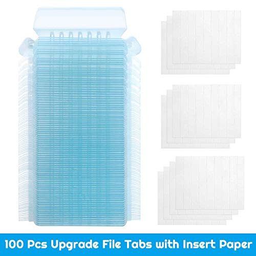 File Folder Tabs, 100 Sets Hanging File Folder Labels 2" Tabs and Inserts for
