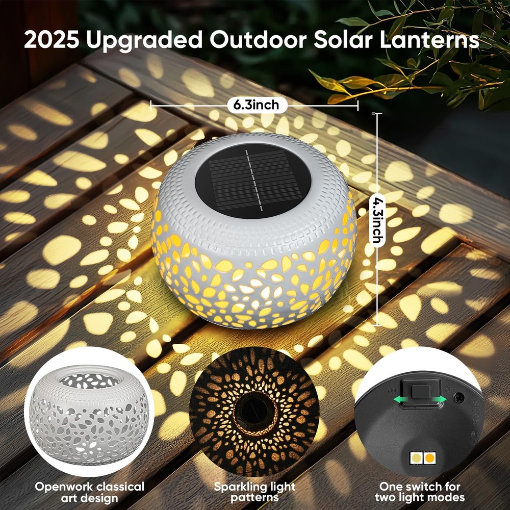 NFEVER Solar Lanterns Outdoor Waterproof: 2 Pack White 2 Pack,