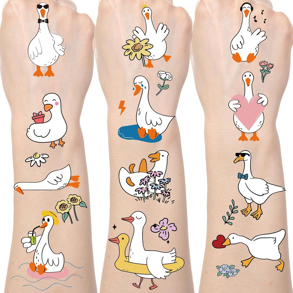 Funny Goose Temporary Tattoos - 6Sheets One Goose Birthday Decor Decorations ...